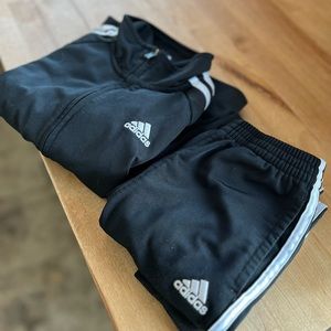 Kids 5 ADIDAS black and white track suit pants and jacket bundle